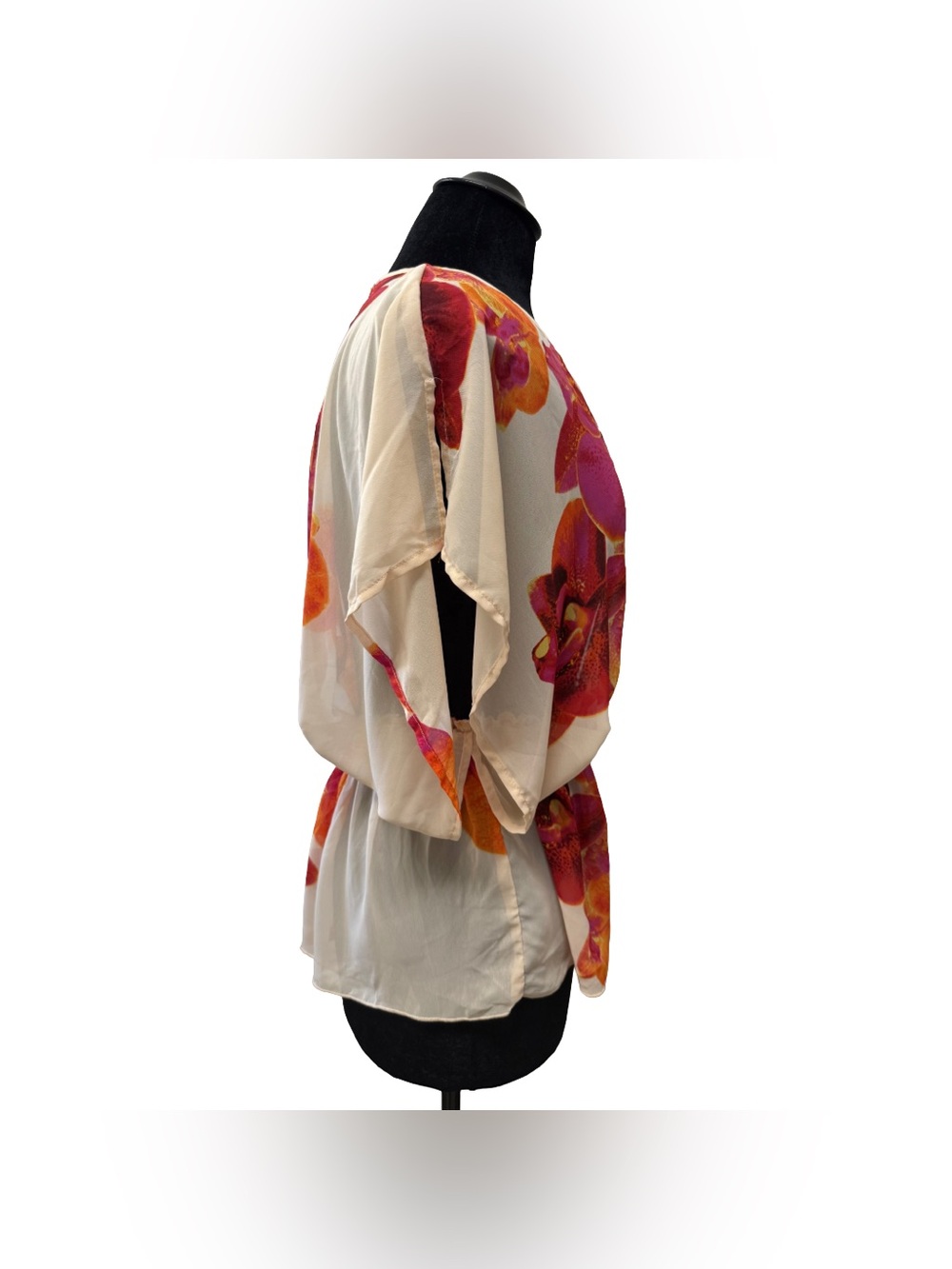 Y2K Forever 21 Sheer Front Tie Flower Kimono - Picture 2 of 6